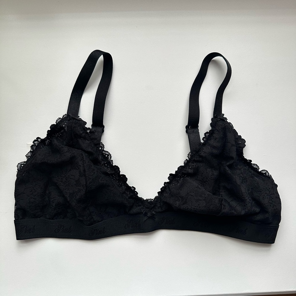 PINK Victoria's Secret Black Lace Bralette Large
